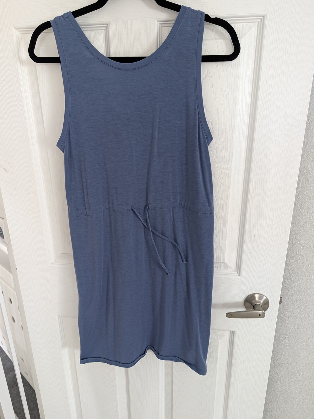 Columbia Sleeveless Drawstring Midi Dress in Dusty Blue